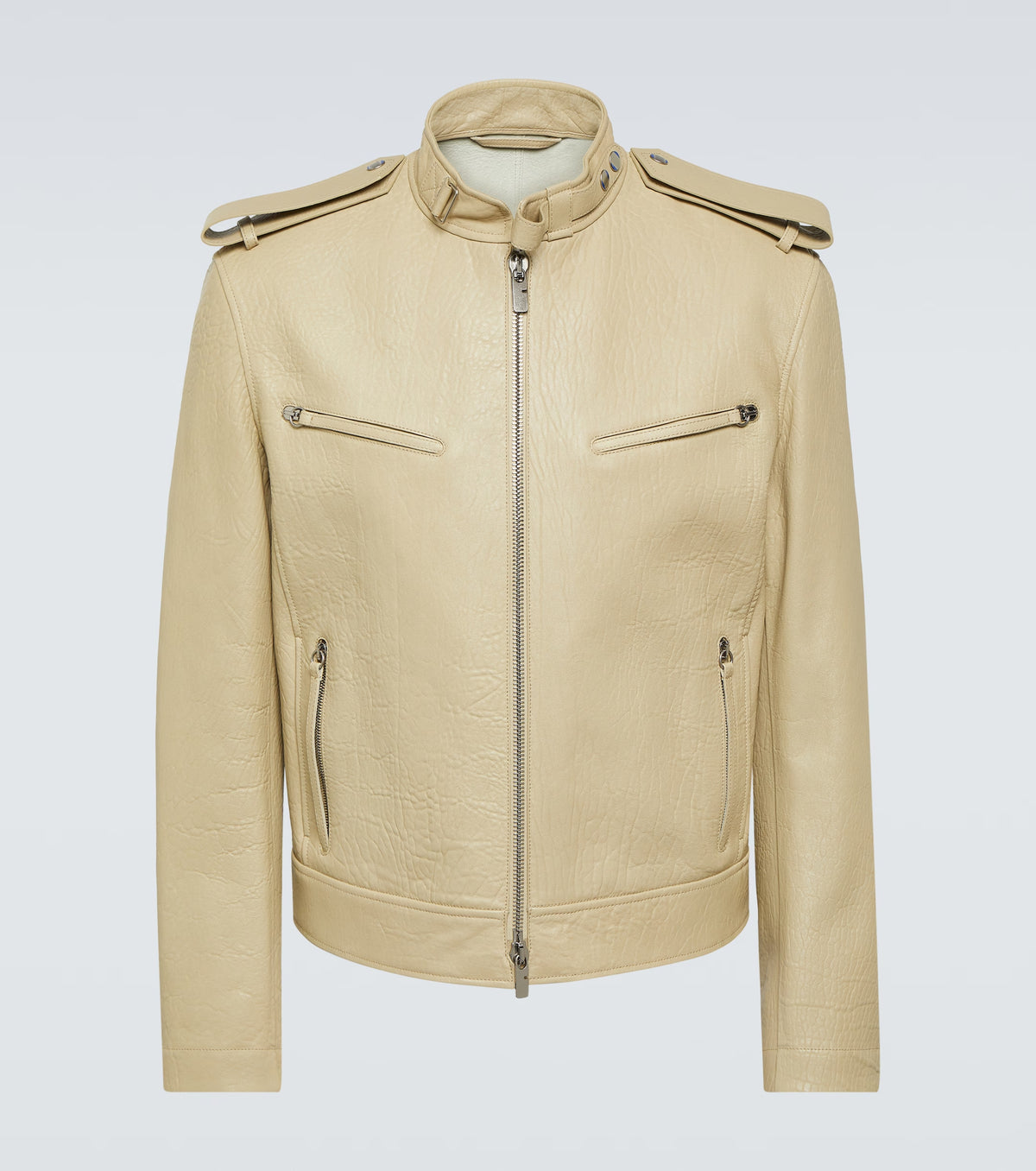 Genuine Sheepskin Cream Leather Jacket