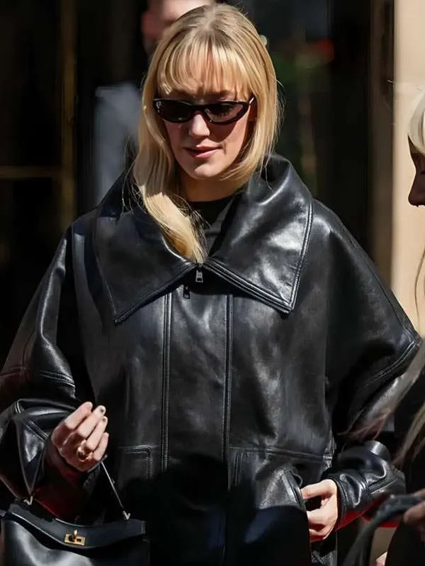 Maika Monroe Paris Fashion Week 2026 Leather Jacket