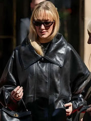 Maika Monroe Paris Fashion Week 2026 Leather Jacket