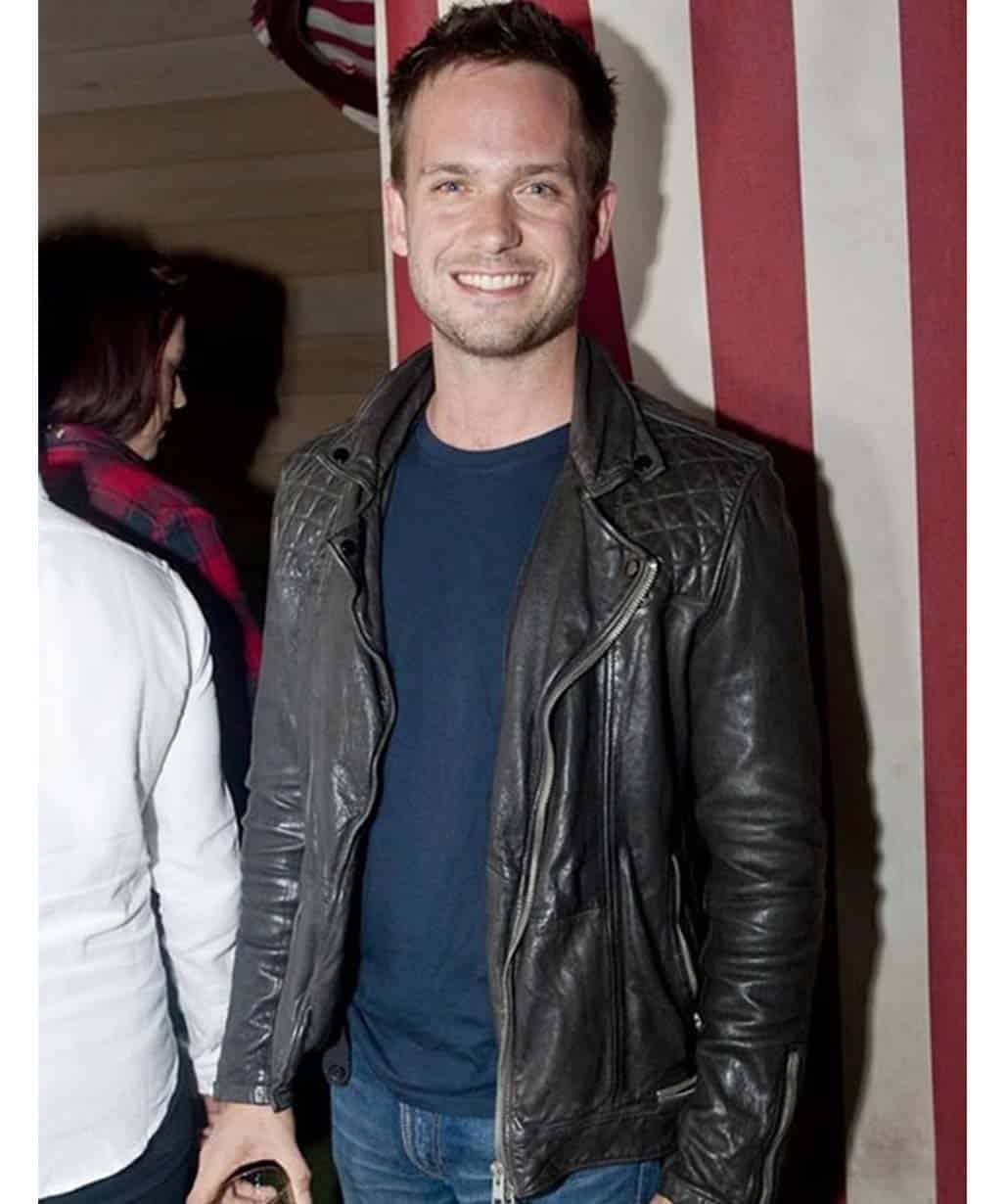 Patrick J. Adams Black Leather Jacket