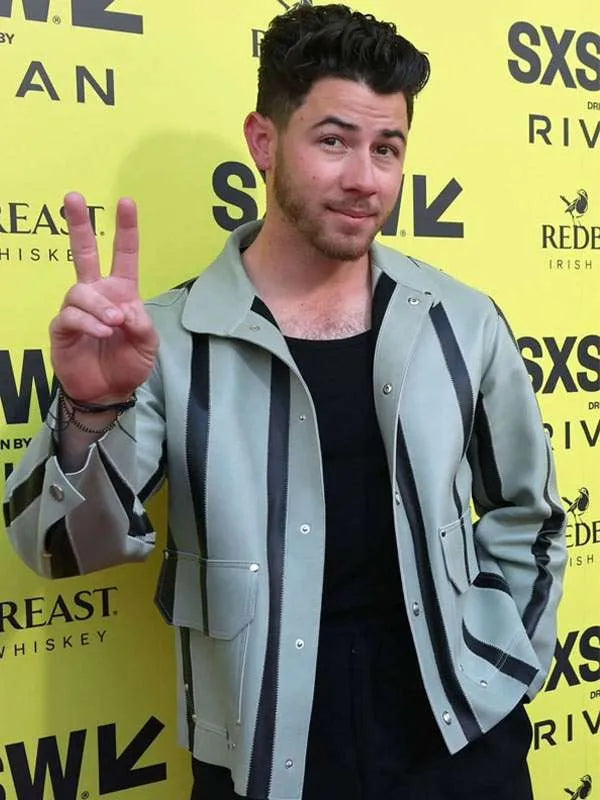 Nick Jonas Power Ballad Movie Premiere Leather Jacket
