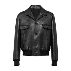 Mens Black Textured Trucker Jacket