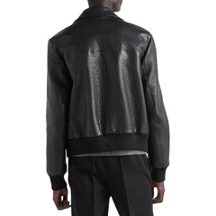 Mens Black Textured Trucker Jacket
