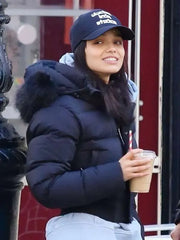 Rachel Zegler NYC 2025 Black Puffer Jacket
