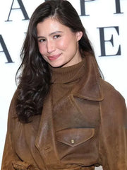 Delaney Rowe Ralph Lauren 2025 Brown Leather Jacket
