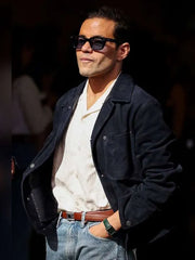 Rami Malek US Open 2026 Blue Suede Jacket