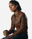 Raw Abby Lift 2024 Gugu Mbatha Raw Brown Leather JacketÂ