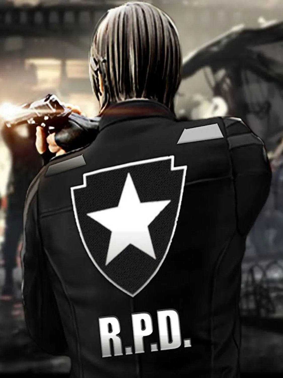 Resident Evil 2 Leon Kennedy Cosplay Remake RPD Black Jacket