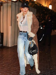 LA 2026 Rita Ora Brown Shearling Coat