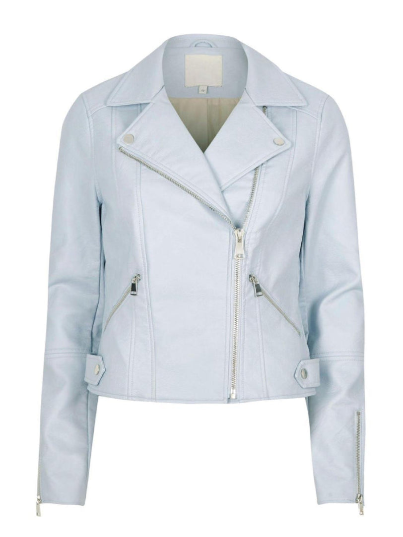 River Island light blue leather jacket