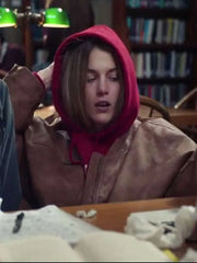 Roommates 2026 Chloe East Brown Leather Jacket