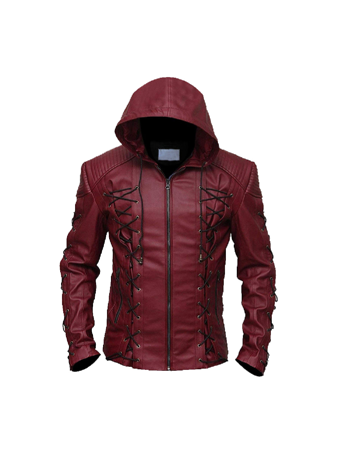 Roy Harper Inspired Arrow Hooded Leather Jacket