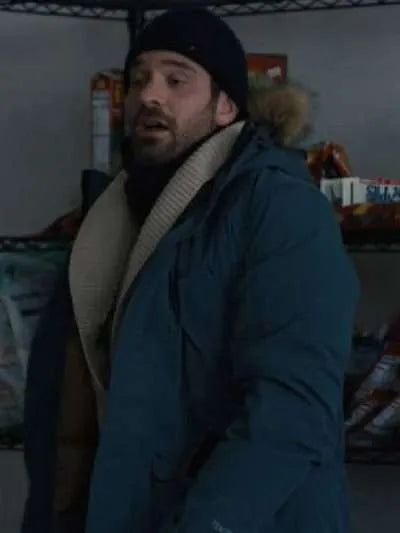 Charlie Cox Merv 2025 Blue Hooded Jacket
