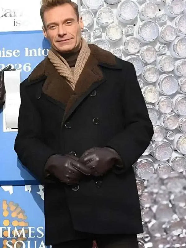 Eve With Ryan Seacrest 2026 Press Junket Black Peacoat