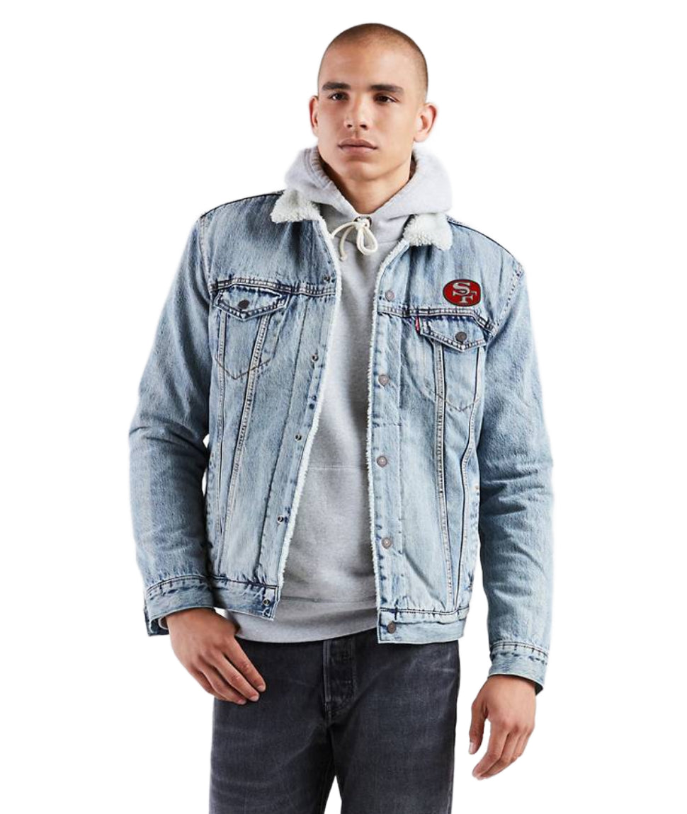 San Francisco 49ers Denim Jacket | Sherpa Lined Trucker Jacket