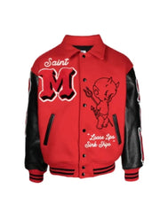 Saint Michael Red And Black Devil Varsity Jacket