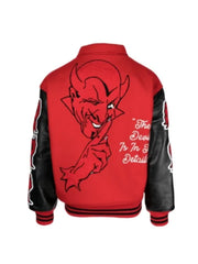 Saint Michael Red And Black Devil Varsity Jacket