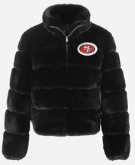 San Francisco 49ers Cuce Black Fur Puffer Jacket