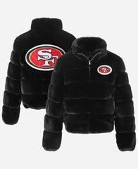 San Francisco 49ers Cuce Black Fur Jacket
