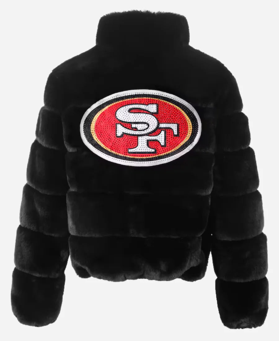 San Francisco 49ers Cuce Black Fur Puffer Jacket