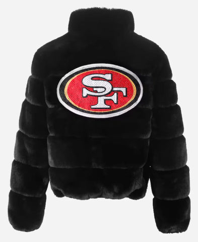San Francisco 49ers Cuce Black Fur Puffer Jacket