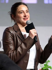 LA 2026 Shailene Woodley Brown Leather Coat
