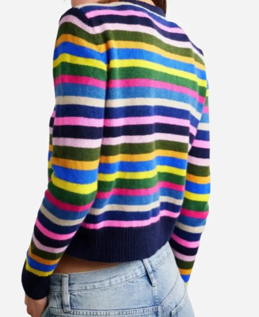 Christa Miller Shrinking S02 Rainbow Striped Cardigan