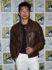 Simu Liu Comic Con 2026 Brown Leather Jacket
