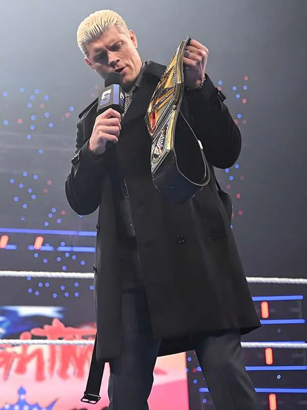 SmackDown 2025 Cody Rhodes Black Wool Coat
