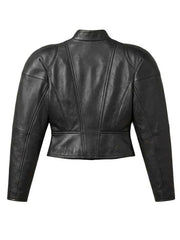 Sophie Thatcher 2026 Black Cropped Leather Jacket