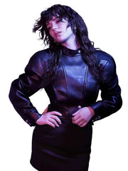 Sophie Thatcher 2026 Black Cropped Leather Jacket