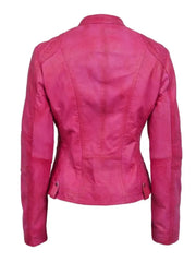 Speed Ladies Pink Leather Jacket