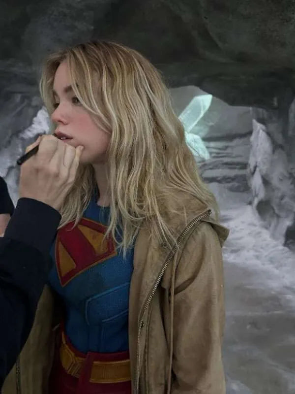 Milly Alcock Supergirl Brown Cotton Jacket
