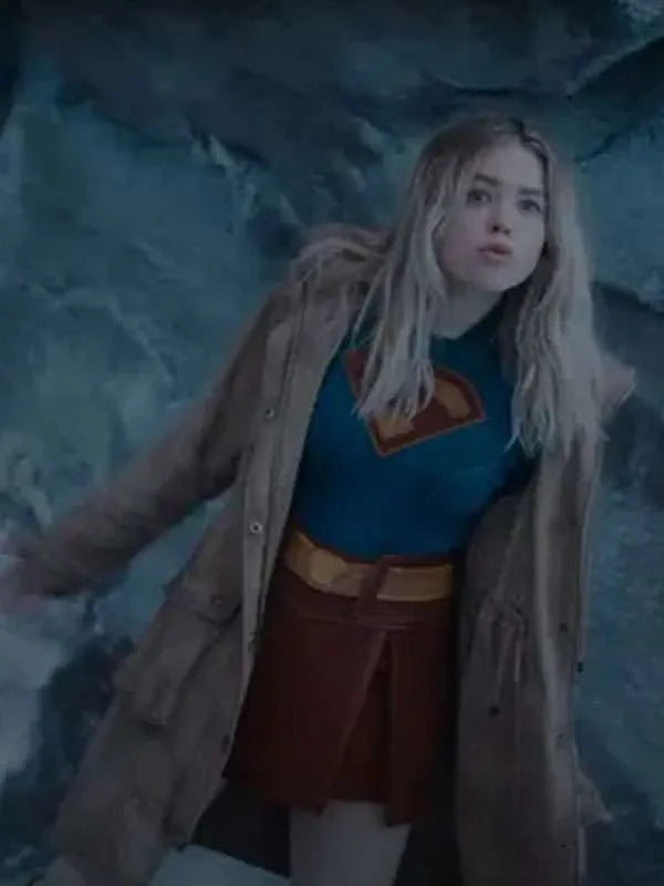 Milly Alcock Supergirl Brown Cotton Jacket
