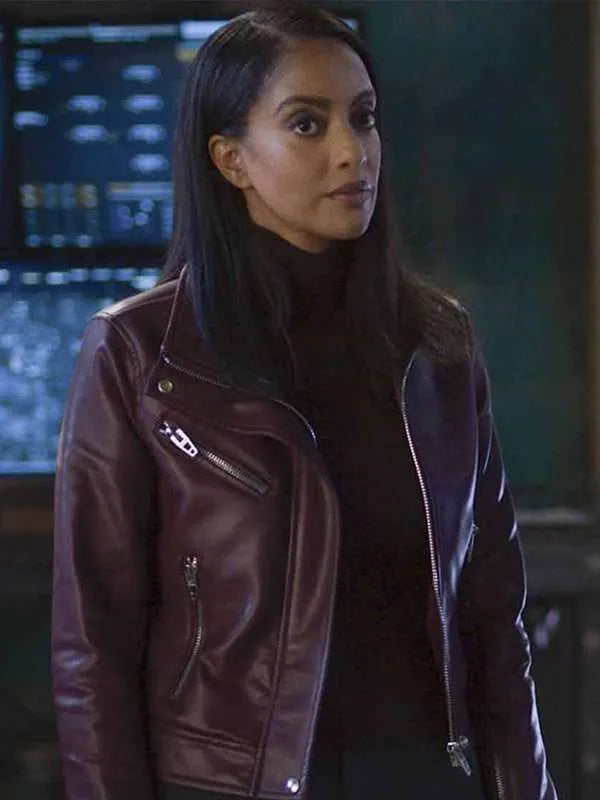Supergirl Azie Tesfai Maroon Leather Jacket
