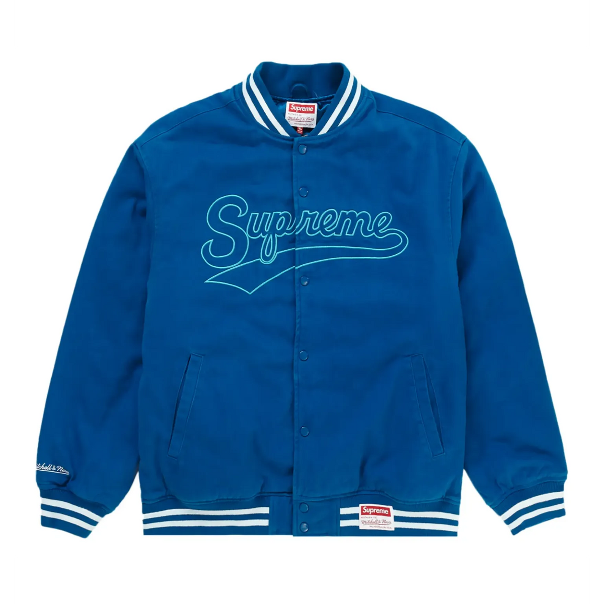 Supreme X Mitchell & Ness Doughboy Twill Blue Varsity Jacket