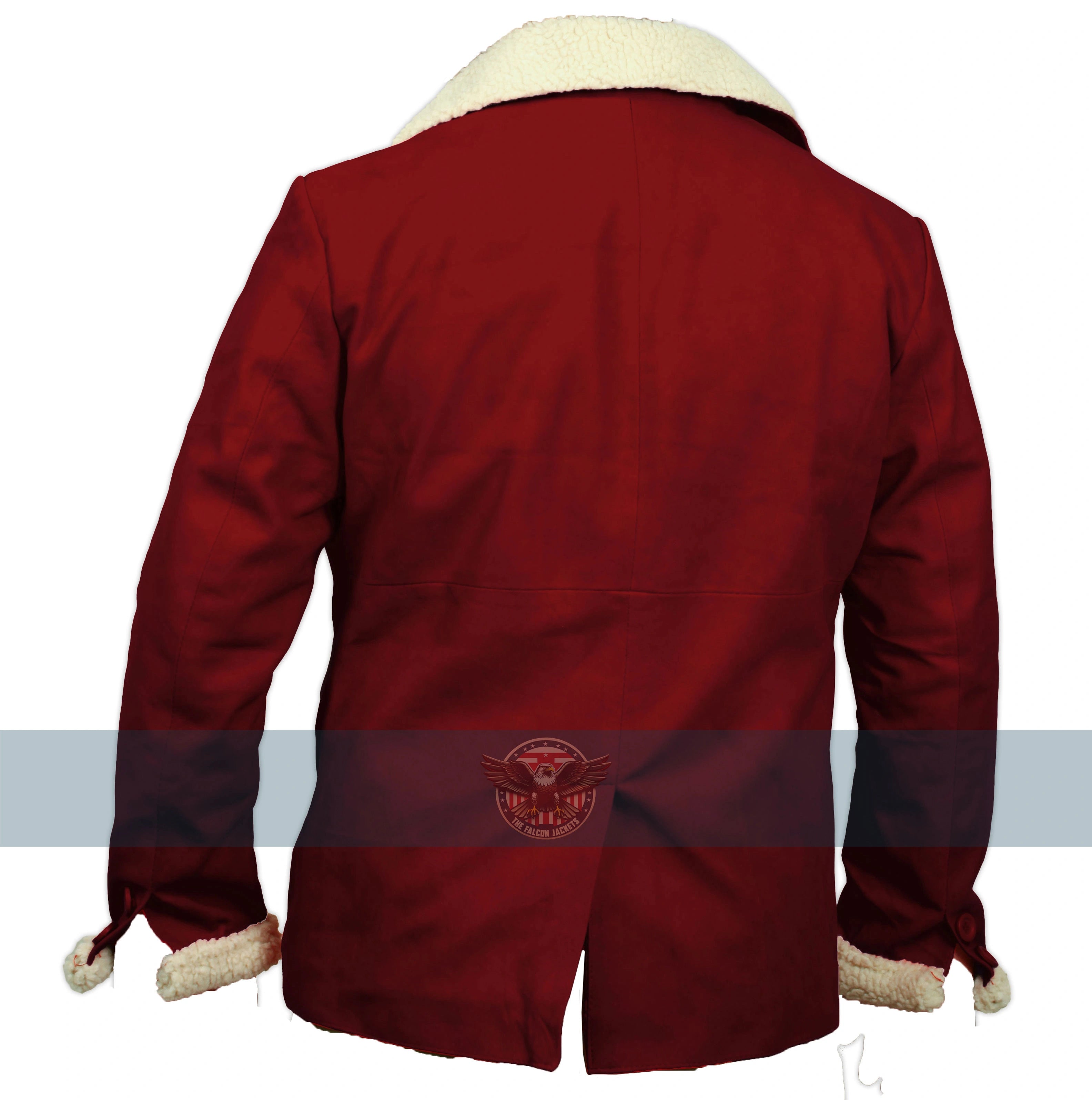 Christmas Red Santa Claus Faux Fur Trim Suede Blazer