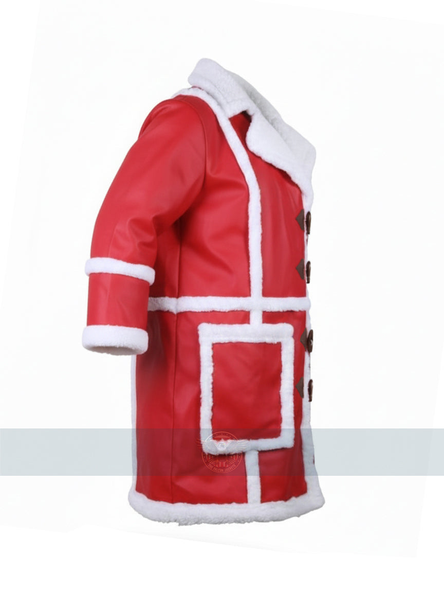 J.K. Simmons Santa Claus Red Leather Shearling Coat