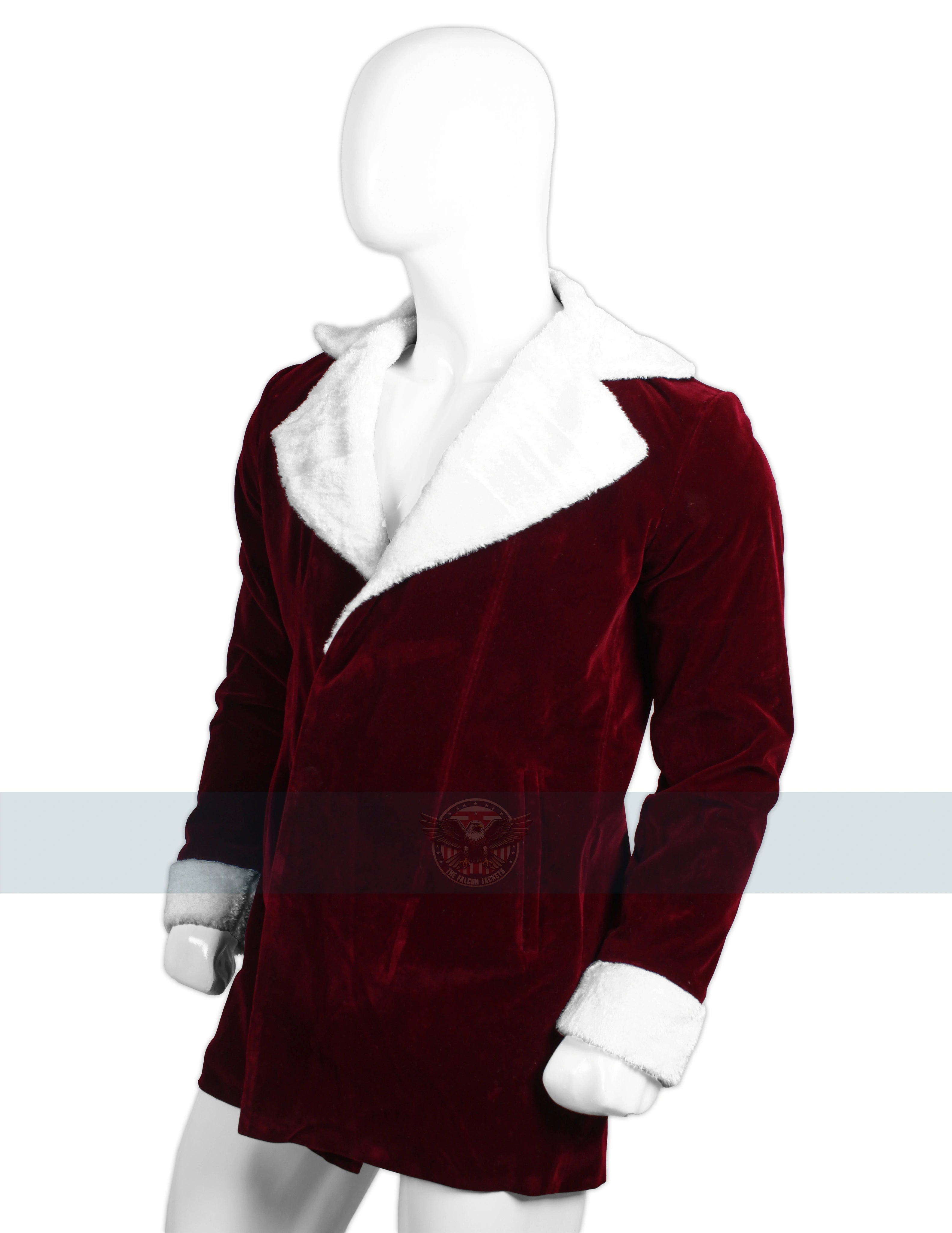 Santa Inspired Christmas Red Velvet Faux Fur Blazer
