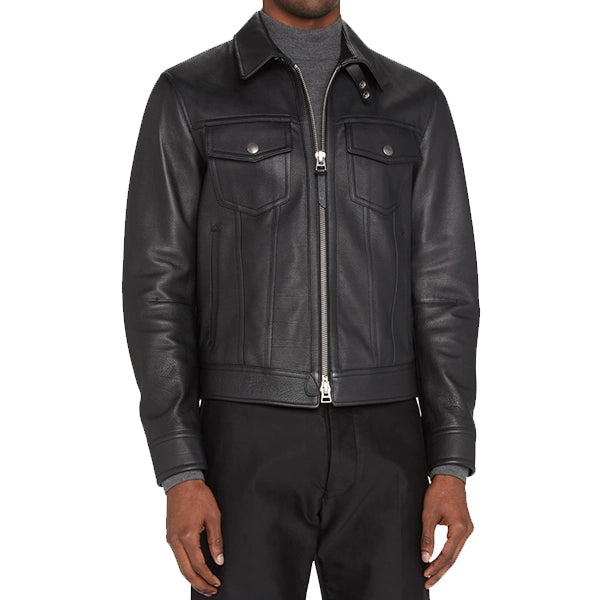 Western Men Leather Jacket | Black Lambskin Leather Jacket