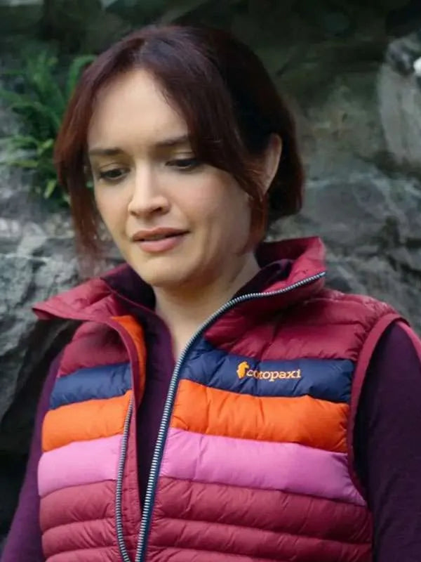 Olivia Cooke The Girlfriend 2025 Cherry Laine Puffer Vest
