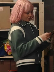 Trying 2026 Scarlett Rayner Green Varsity Jacket