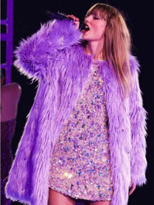 Taylor Swift Purple Fur Coat