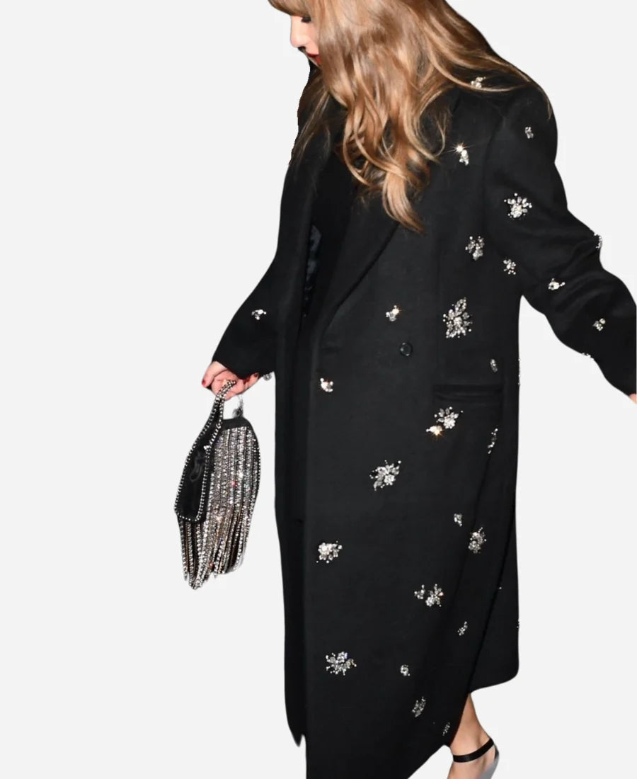 Taylor Swift NYC Date Night Simkhai Gianni Black Trench Coat