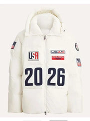 Olympics 2026 Team USA White Puffer Jacket
