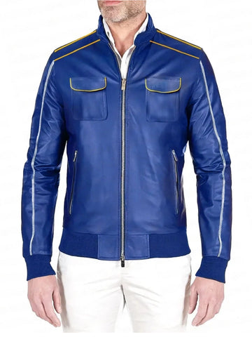 The Chase For Carrera Ryan Gosling Blue Leather Jacket