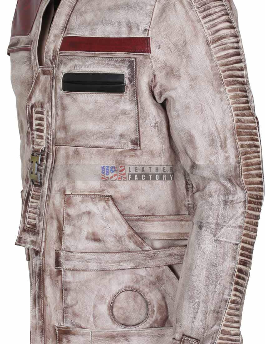 Star Wars White Waxed Finn Leather Jacket