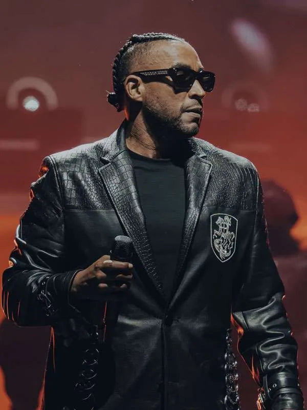 The Last King World Tour 2026 Don Omar Black Leather Coat
