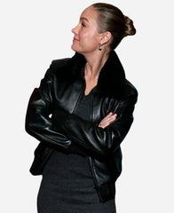 Brie Larson Black Leather Jacket