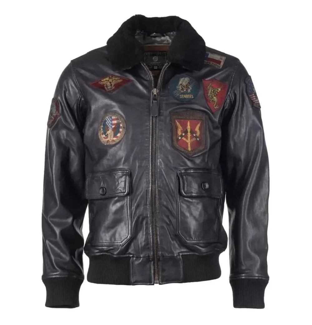 Top Gun Aviator Air Force Military Lambskin Leather Jacket